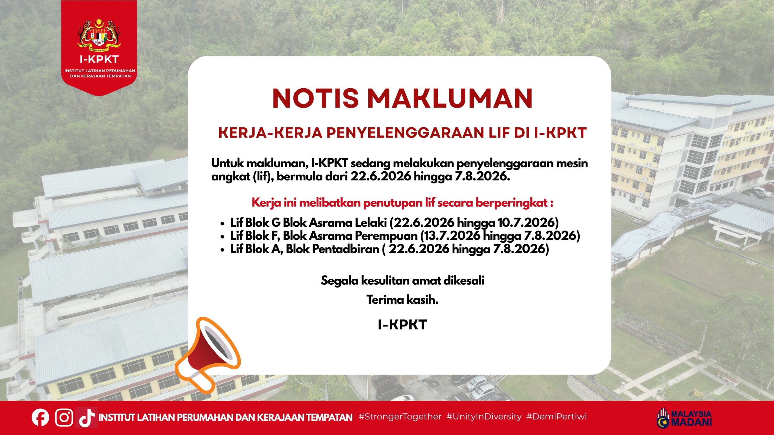Phased Lift Maintenance Works at I-KPKT