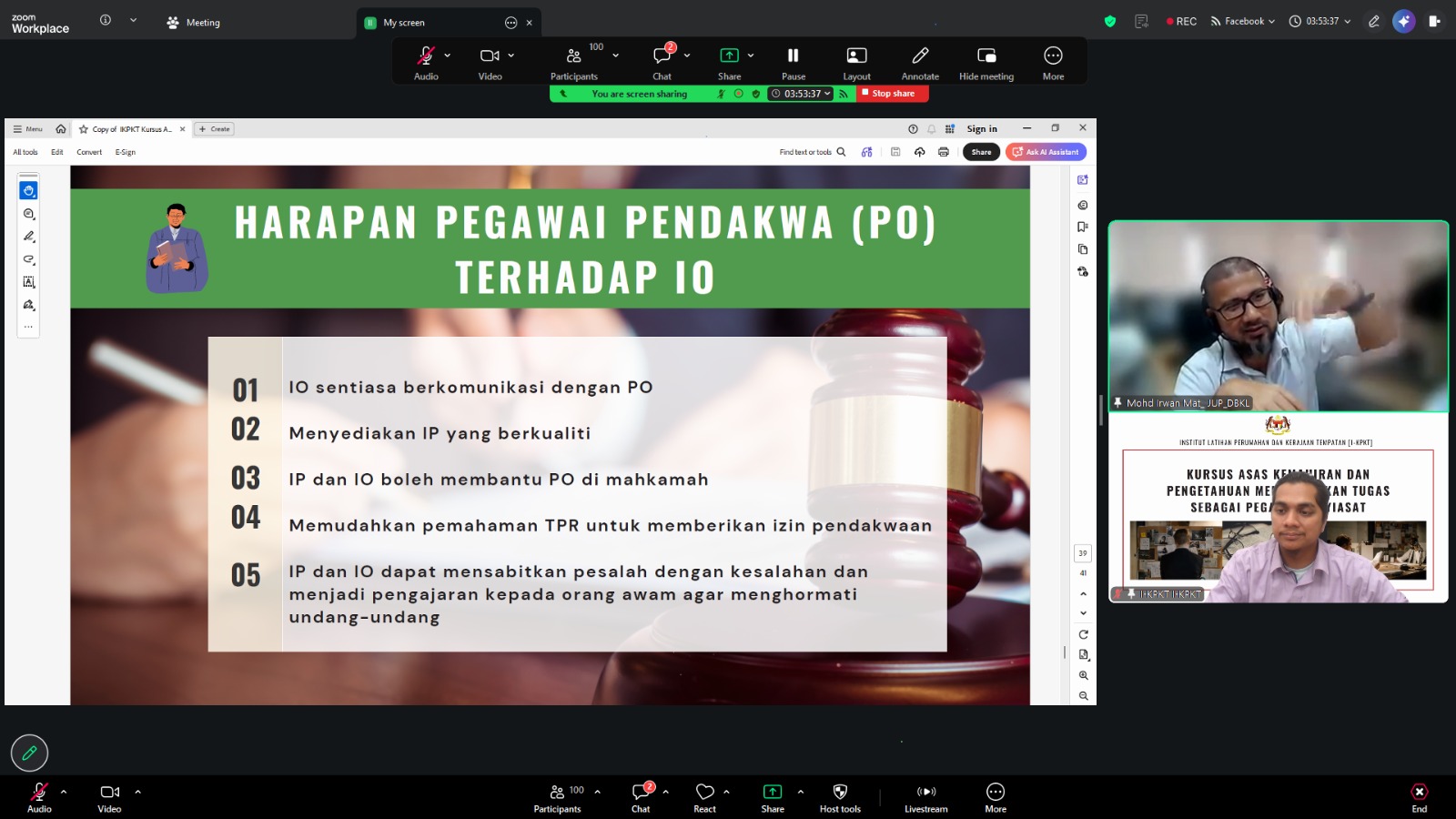 Kursus Asas Kemahiran dan Pengetahuan Melaksanakan Tugas sebagai Pegawai Penyiasat